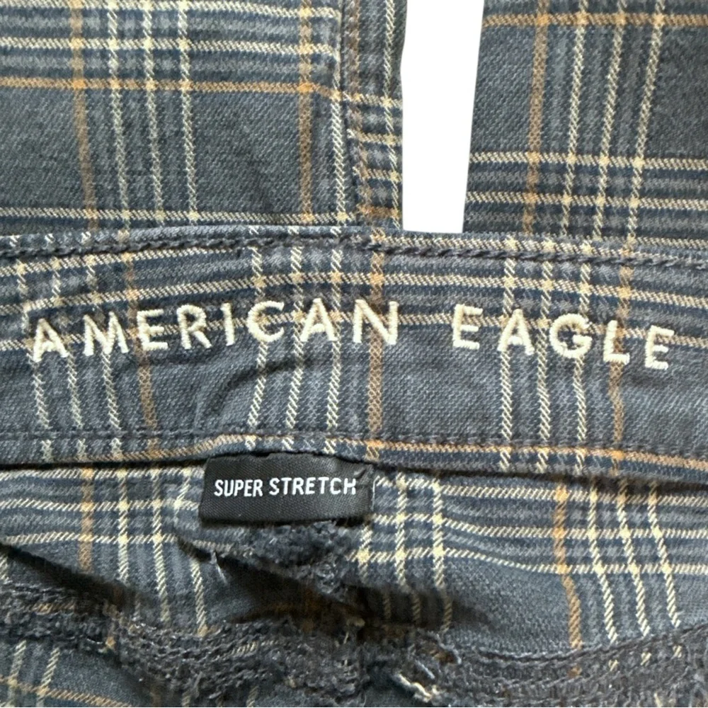 American Eagle Super Hi-Rise Plaid Jeggings Gray/Orange Size 00 Super Stretch